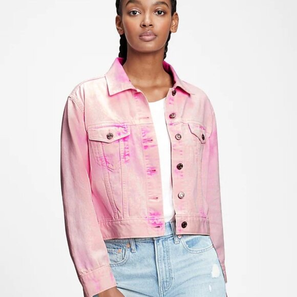 Gap pink denim jean jacket S Small SM - Picture 4 of 14